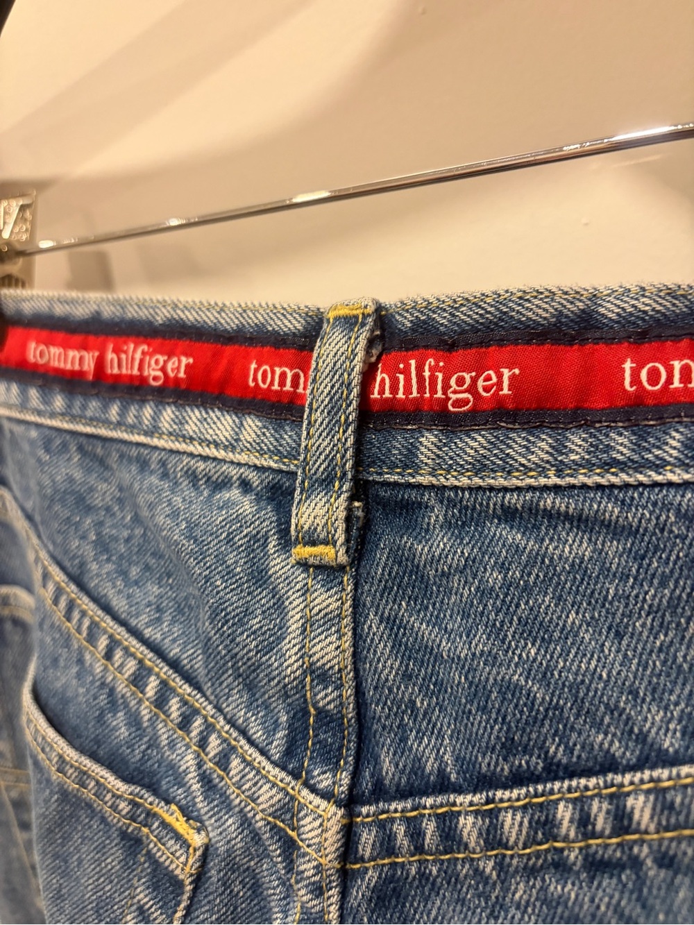 Tommy Hilfiger women’s Straight Blue Denim Jeans with Red Waistband Accent - Picture 5 of 14